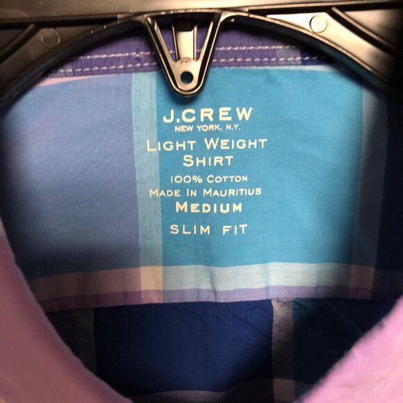 J.Crew Mens Lightweight Plaid Shirt Slim Fit‎ 100% Cotton MD - Picture 5 of 5